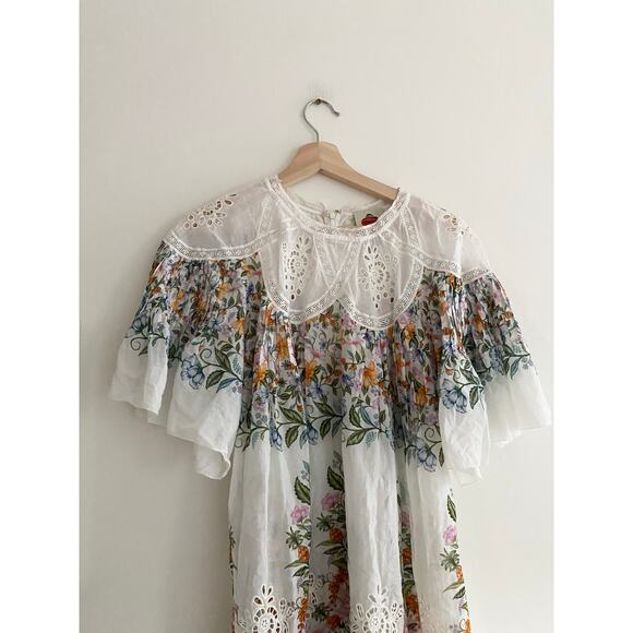 FARM RIO Sweet Bloom Bouquet Short-Sleeve Mini Dress Size Medium - Picture 7 of 11